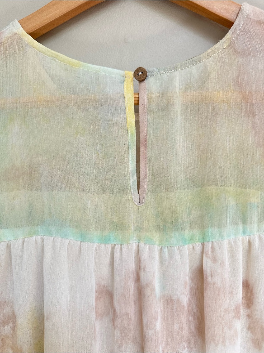 blu pepper Pastel Tie‑Dye Ruffle Sleeve Tiered Dress Women’s Small NWOT - Picture 10 of 13